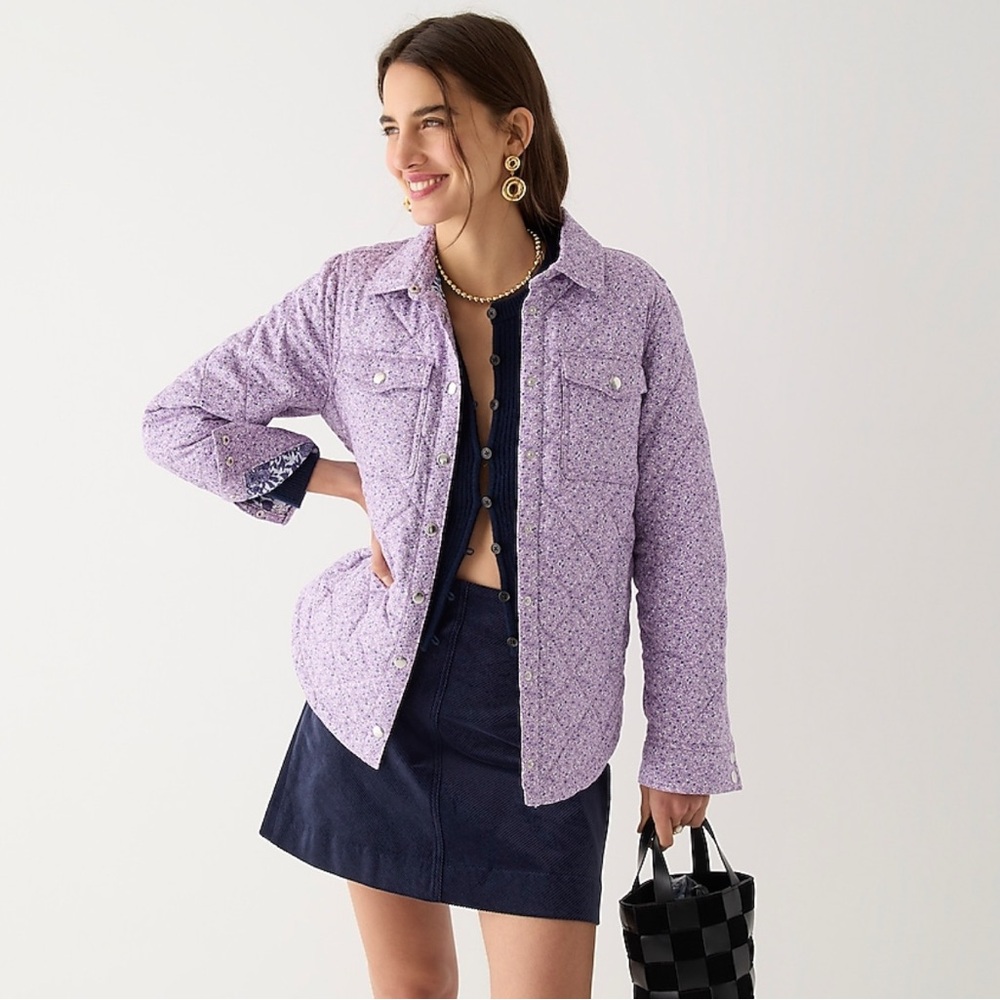 J. Crew Lavender Quilted Puffer Jacket